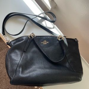 Coach Kelsey Satchel - Black Pebbled Leather